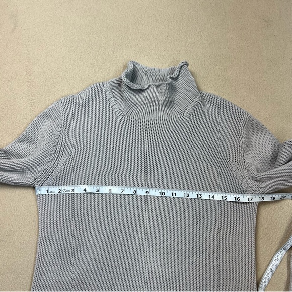 Eddie Bauer Sweater Womens Small Gray Roll Neck Chunky Knit Pullover Fisherman - Picture 4 of 7